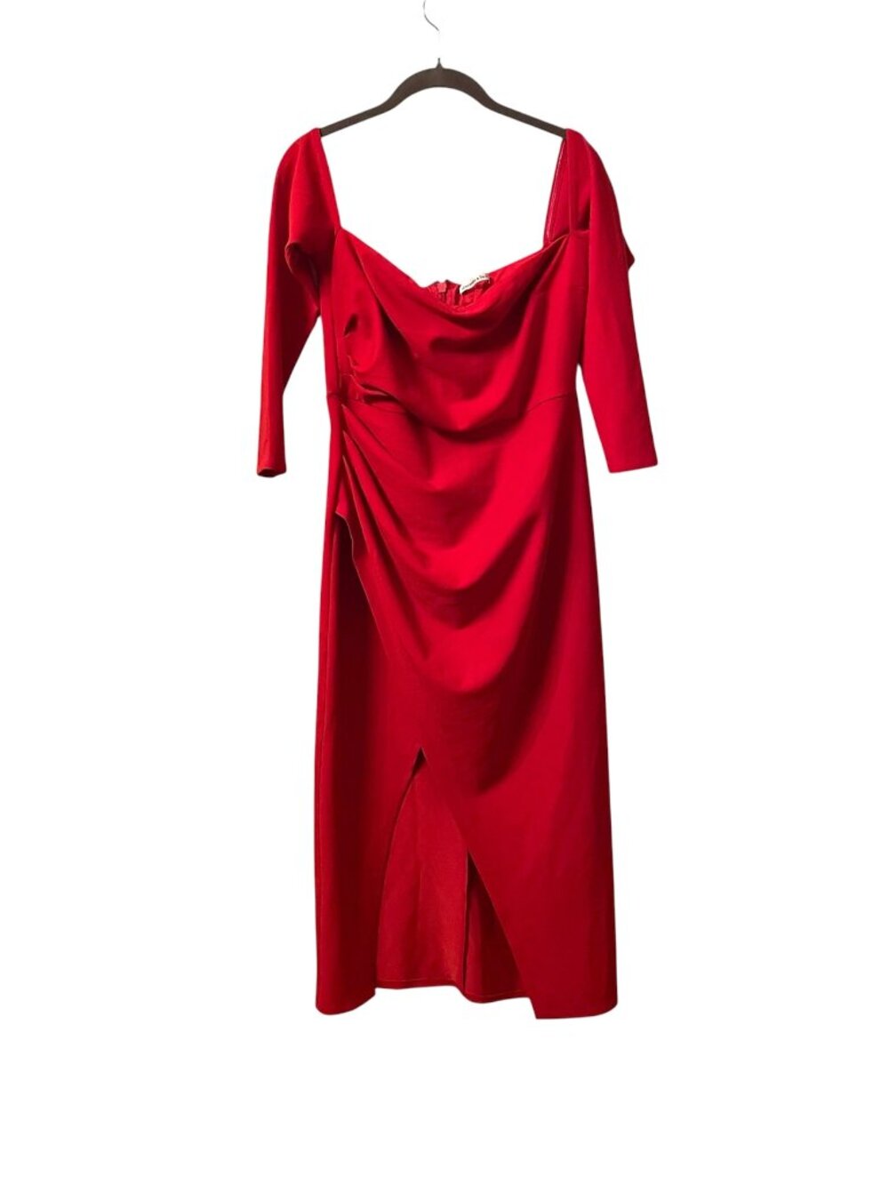 NWOT Abercrombie & Fitch Off Shoulder Midi Dress Red Size Large Holiday Festive
